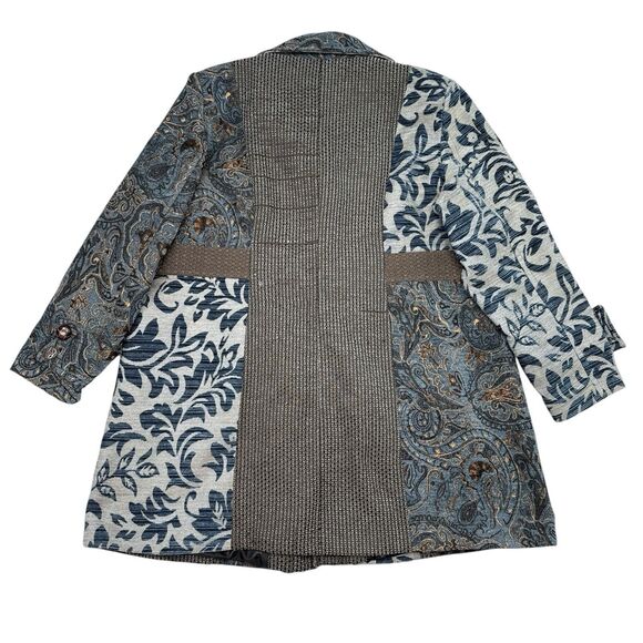 Joe Browns Trench Coach Womens Size 18 Blue Floral Paisley Button Front Jacket - Picture 2 of 10